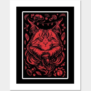 Forest Cat - White Outlined Version Posters and Art